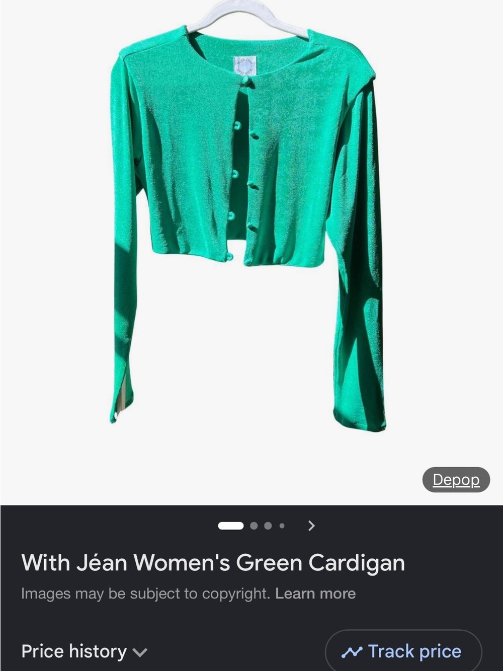 With Jean Bright Green Cropped Button Cardigan